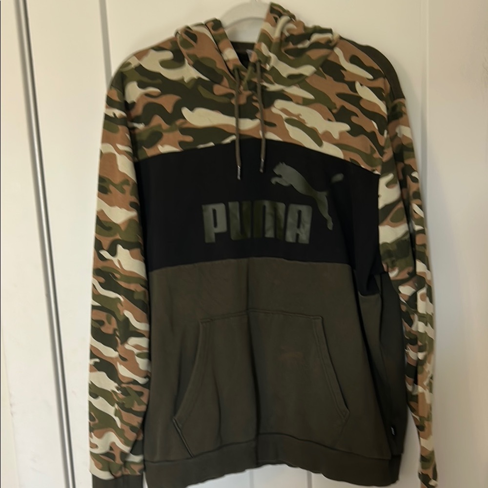 Puma Green and Black Camouflage Sweatshirt
